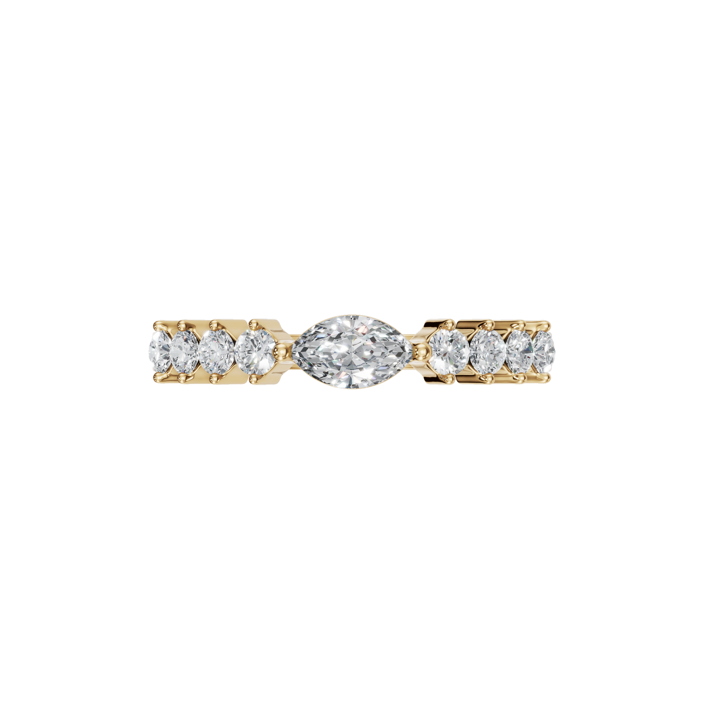 MARQUISE E-W PAVE WEDDING RING - M&D Signature Jewels