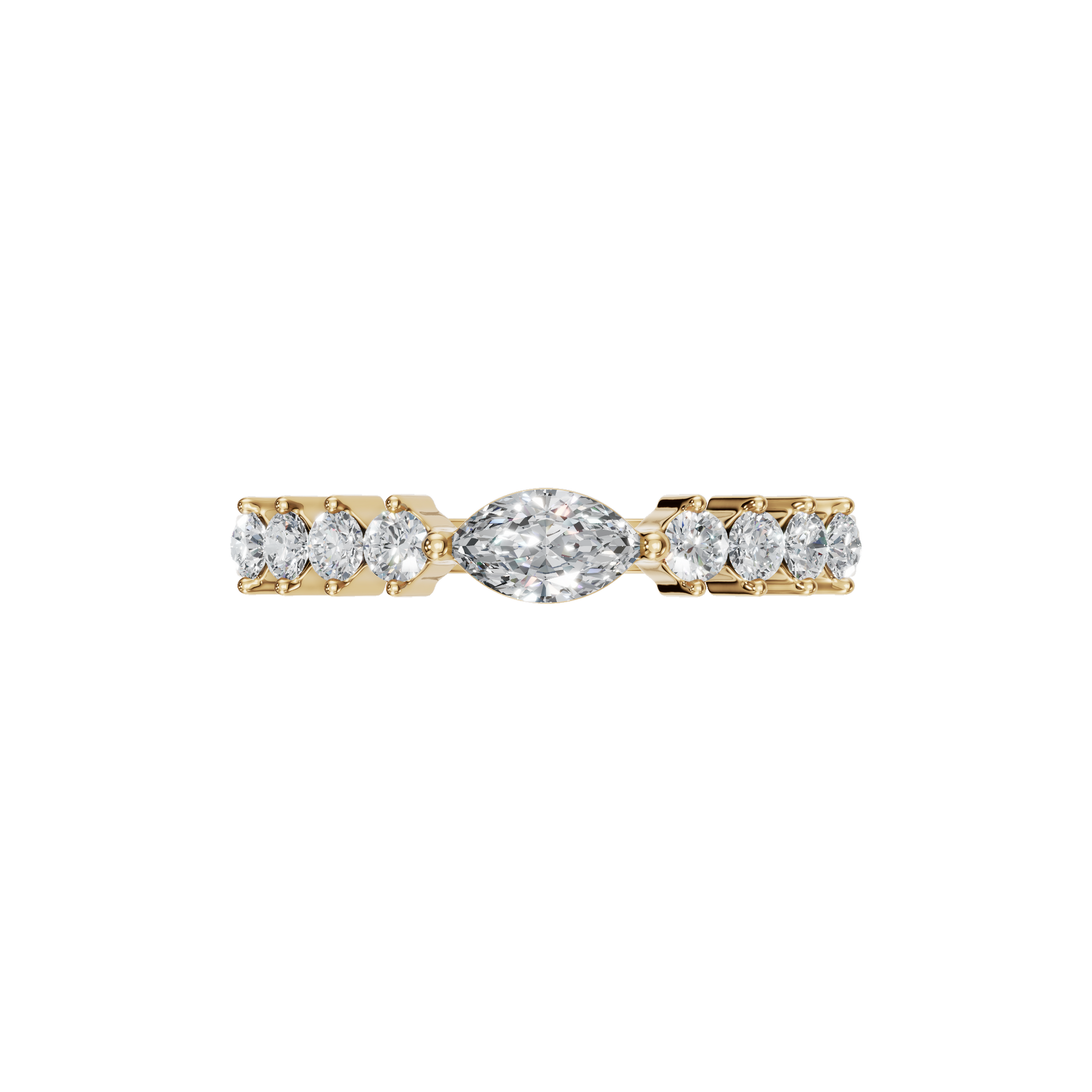MARQUISE E-W PAVE WEDDING RING - M&D Signature Jewels