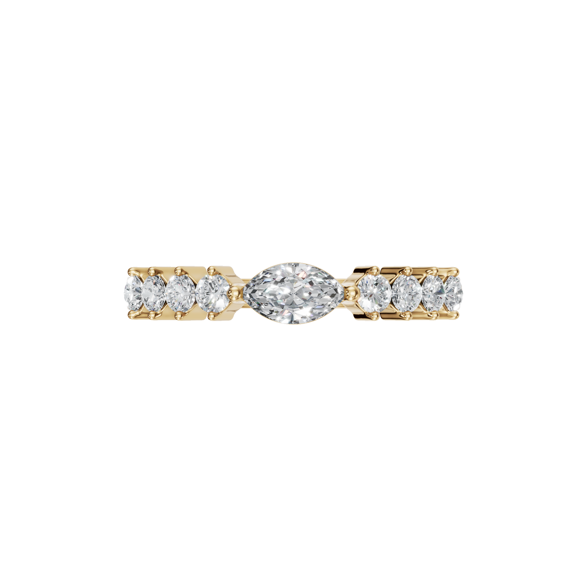 MARQUISE E-W PAVE WEDDING RING