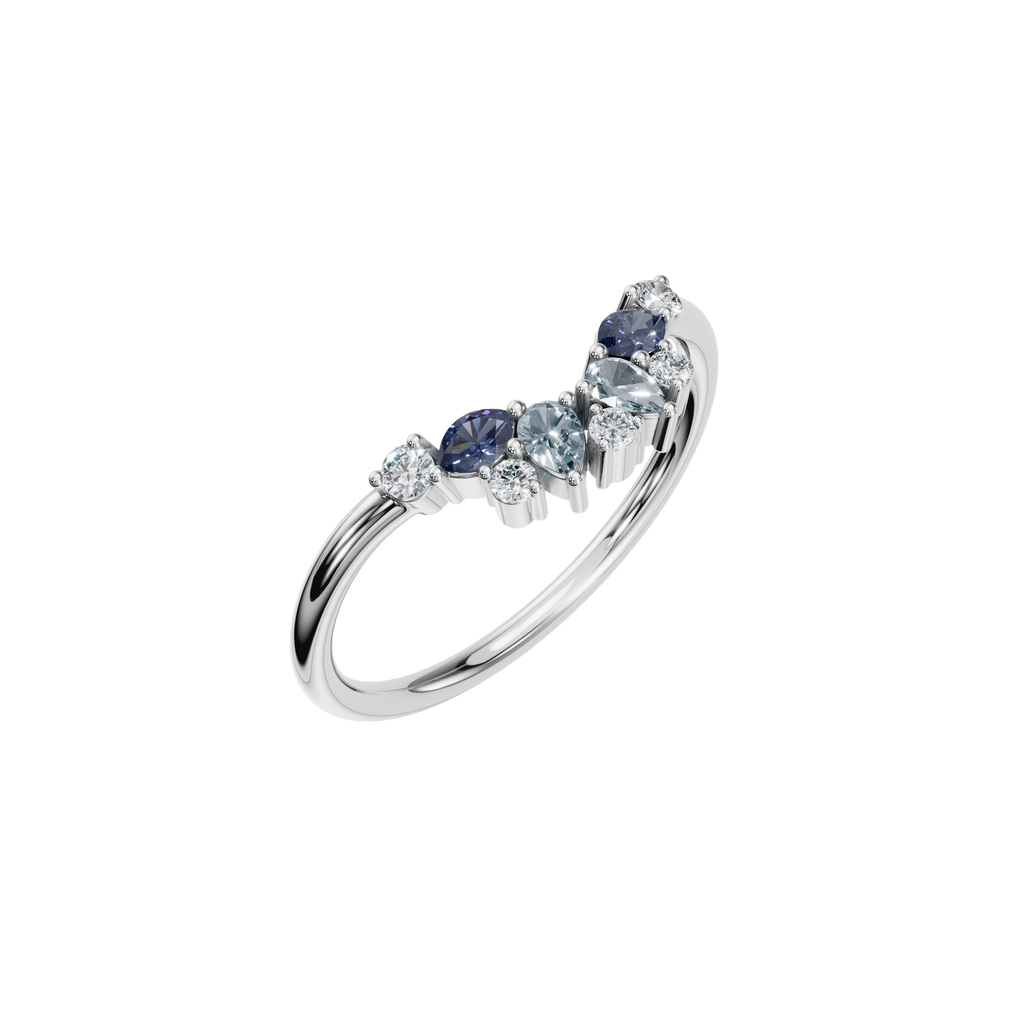 MULTI-SHAPE COLORED DIAMOND WEDDING BAND