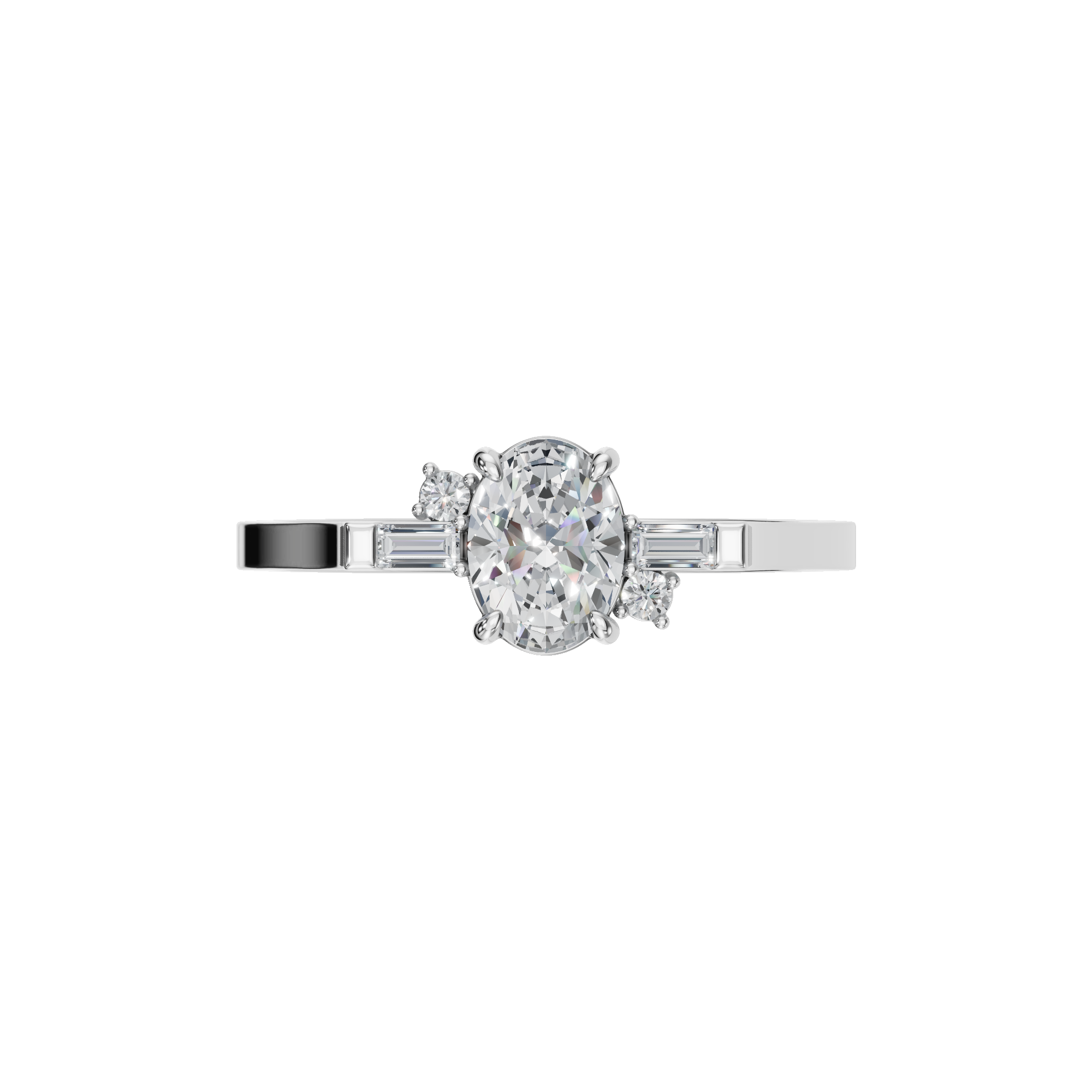 OVAL BAGUETTE THREE STONE RING