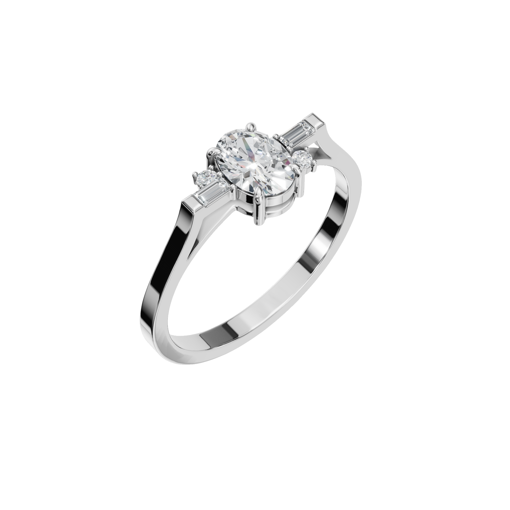 OVAL BAGUETTE THREE STONE RING