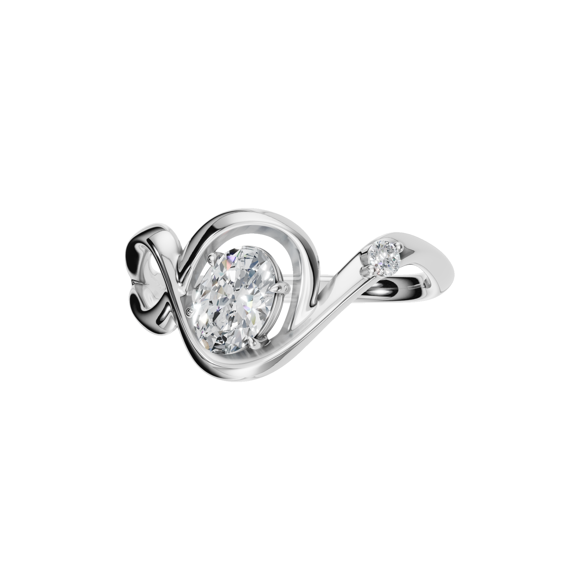 OVAL CROSS PAVE SOLITAIRE RING