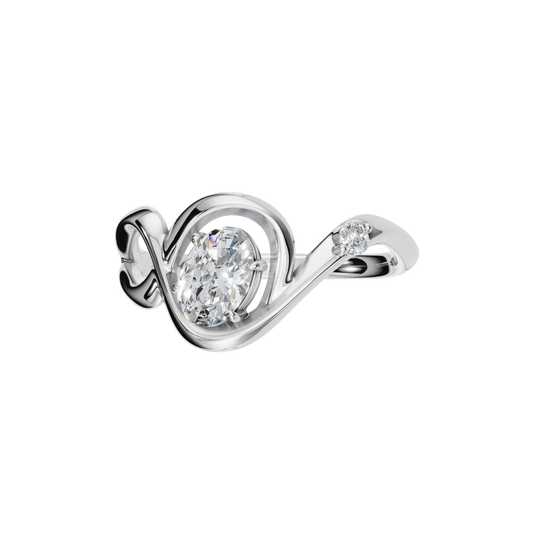 OVAL CROSS PAVE SOLITAIRE RING