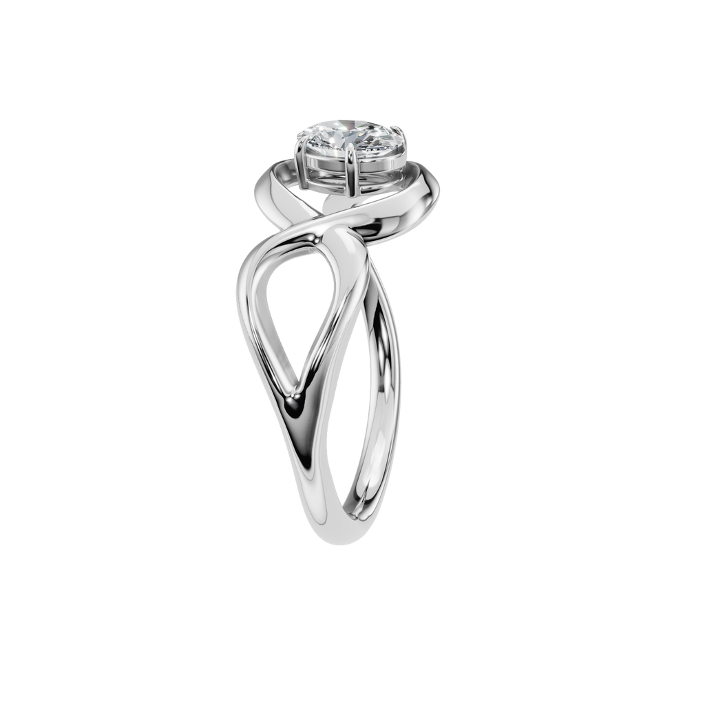 OVAL CROSS PAVE SOLITAIRE RING