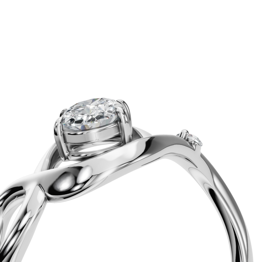 OVAL CROSS PAVE SOLITAIRE RING