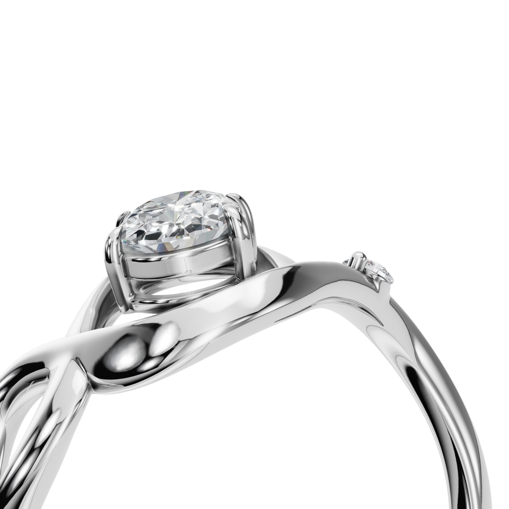 OVAL CROSS PAVE SOLITAIRE RING