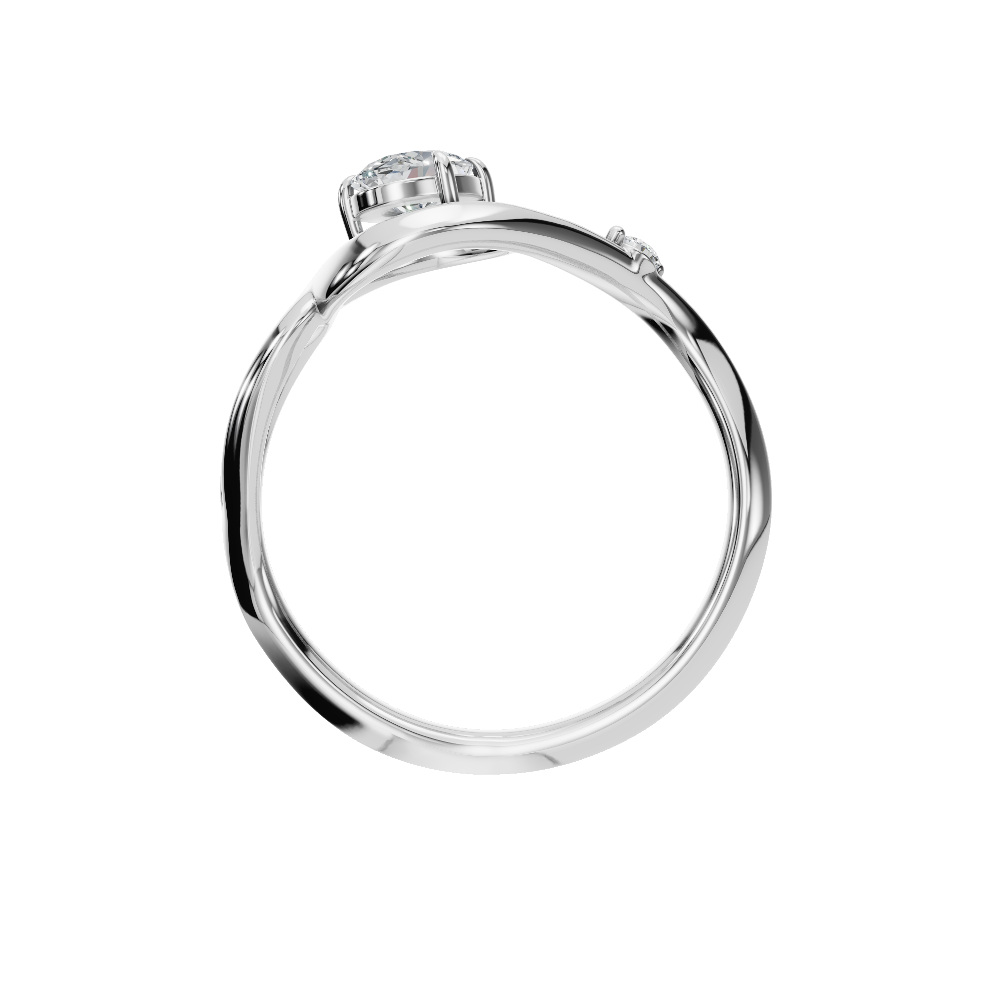 OVAL CROSS PAVE SOLITAIRE RING