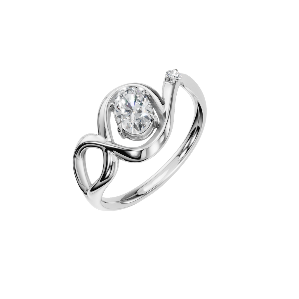OVAL CROSS PAVE SOLITAIRE RING