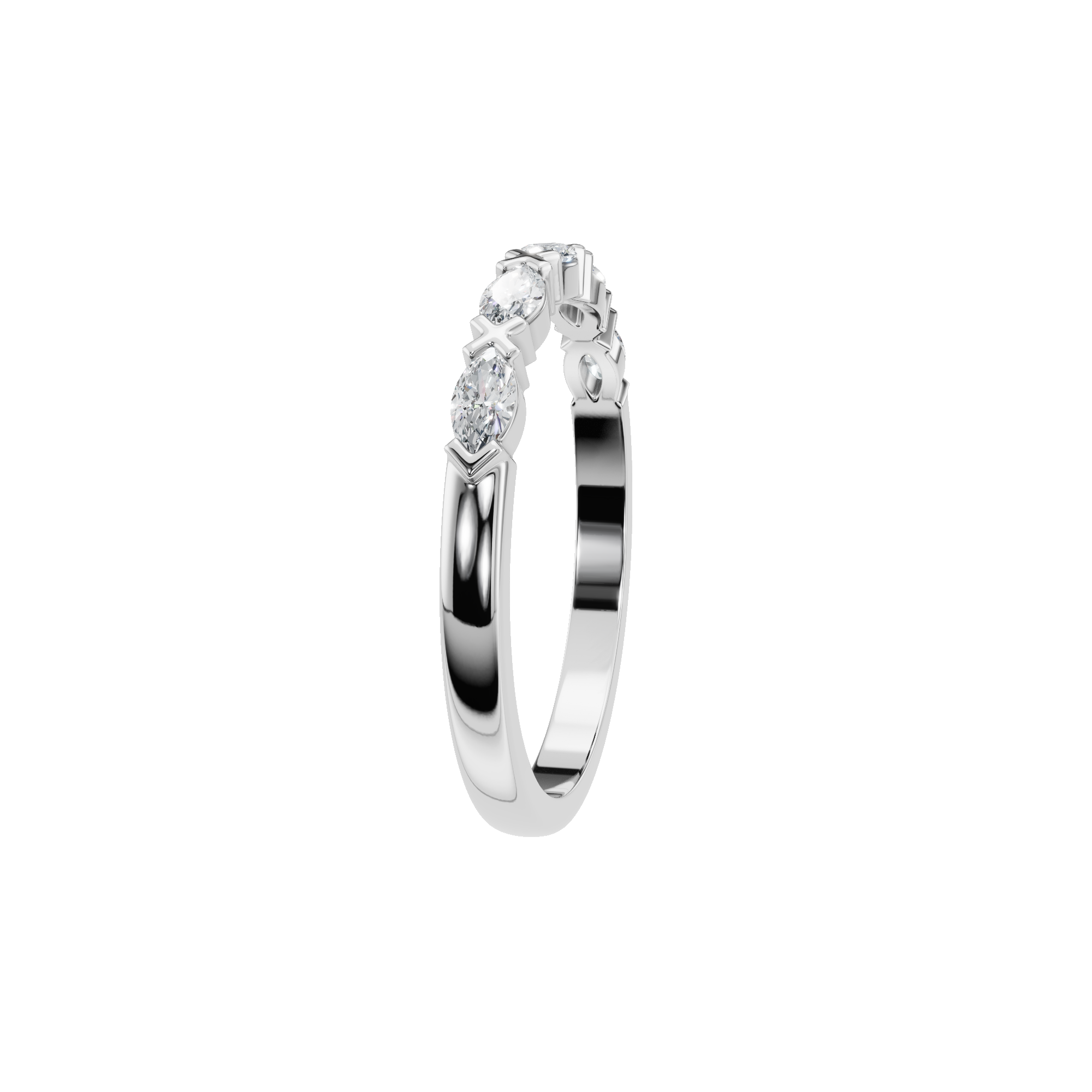 MARQUISE E-W HALF ETERNITY WEDDING BAND