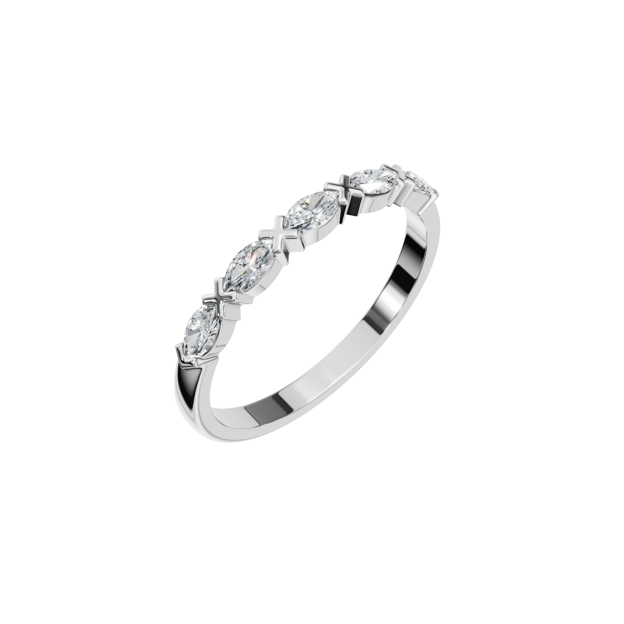 MARQUISE E-W HALF ETERNITY WEDDING BAND