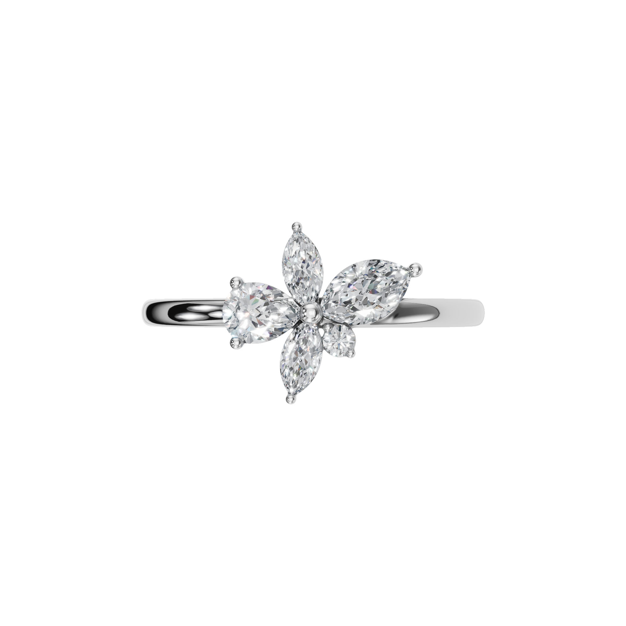 MARQUISE ROUND PEAR-FLOWER WEDDING BAND
