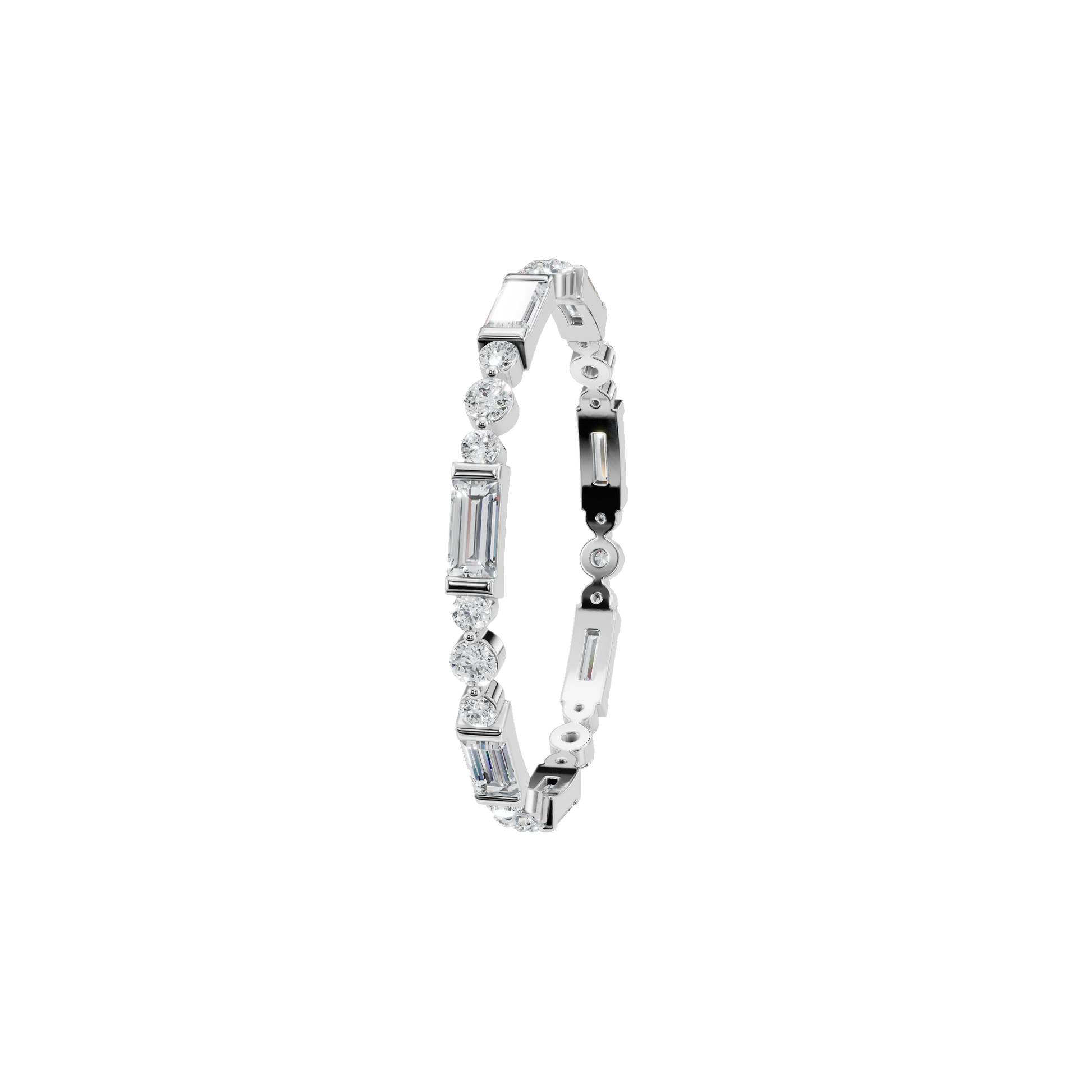 BAGUETTE ROUND ETERNITY WEDDING BAND - M&D Signature Jewels