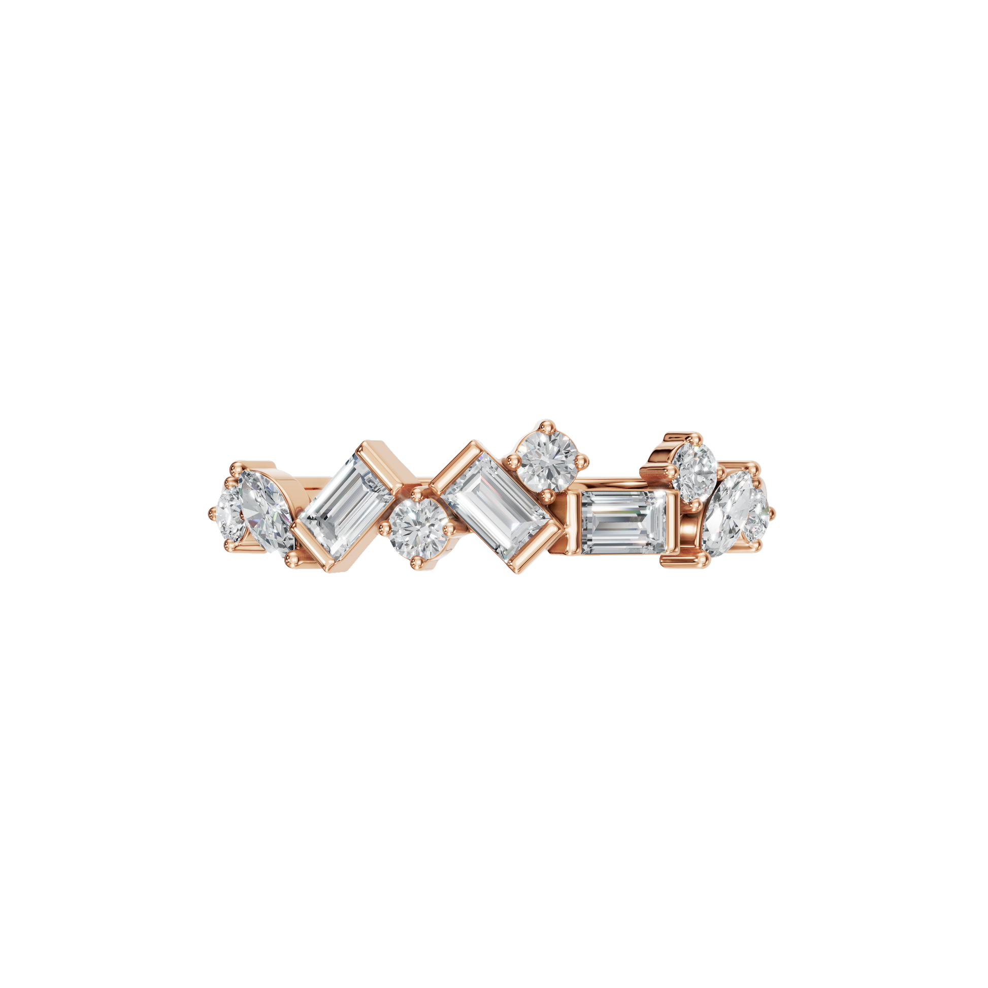 BAGUETTE ROUND MARQUISE WEDDING BAND - M&D Signature Jewels