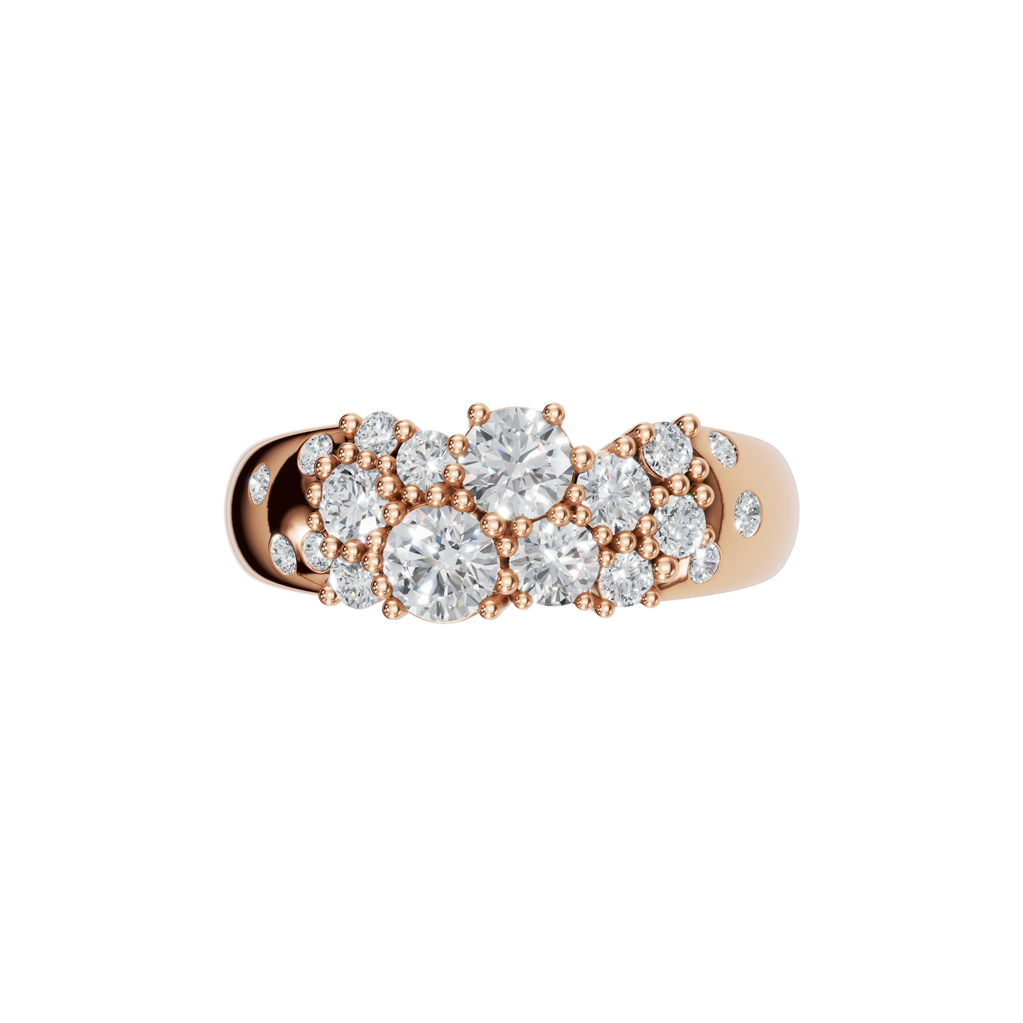 ROUND CLUSTER WEDDING BAND - M&D Signature Jewels