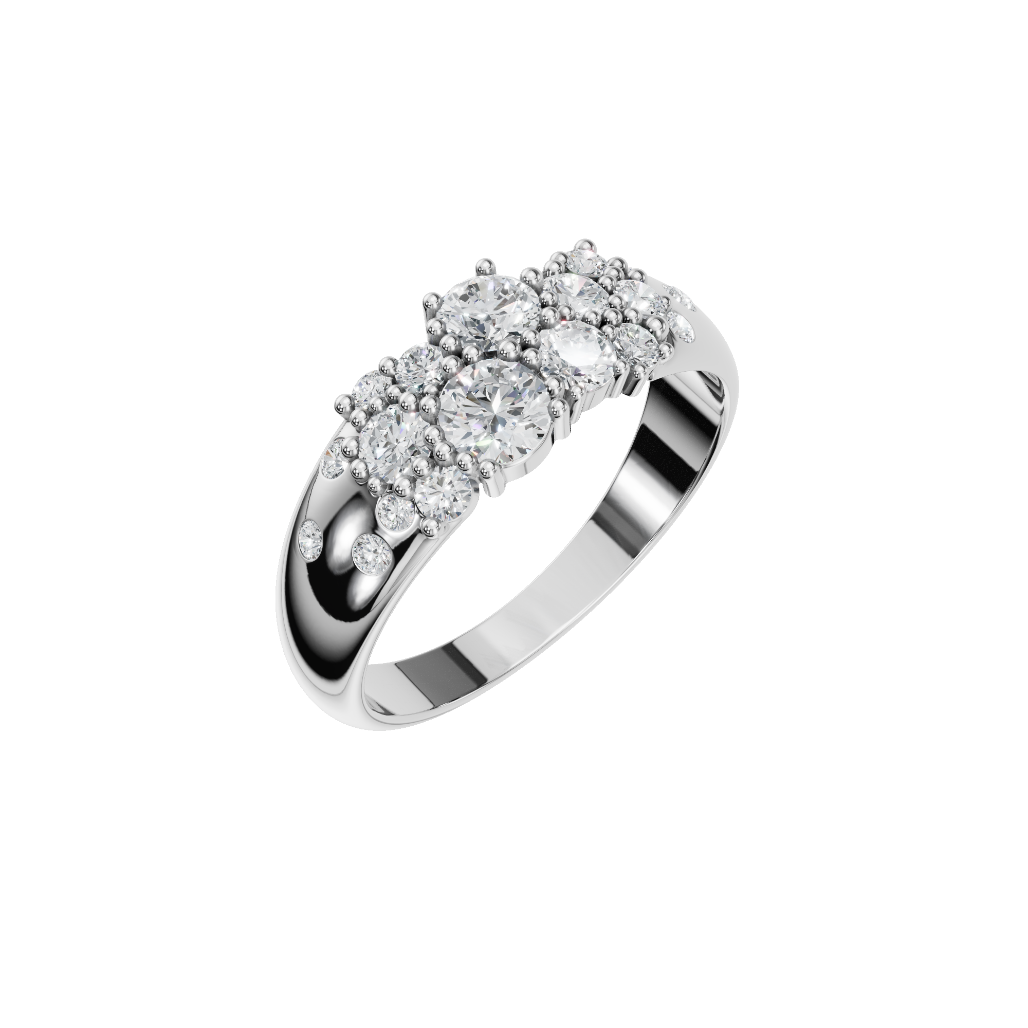 ROUND CLUSTER WEDDING BAND