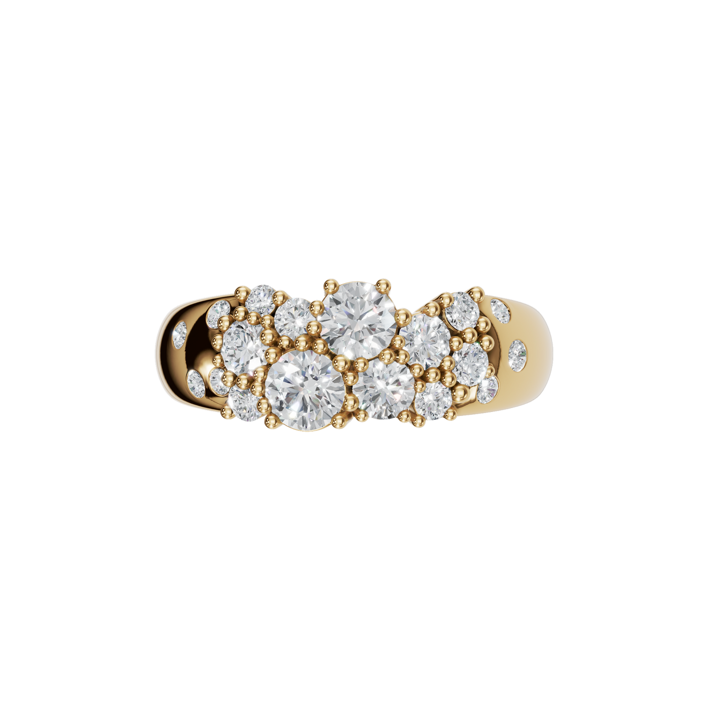 ROUND CLUSTER WEDDING BAND - M&D Signature Jewels