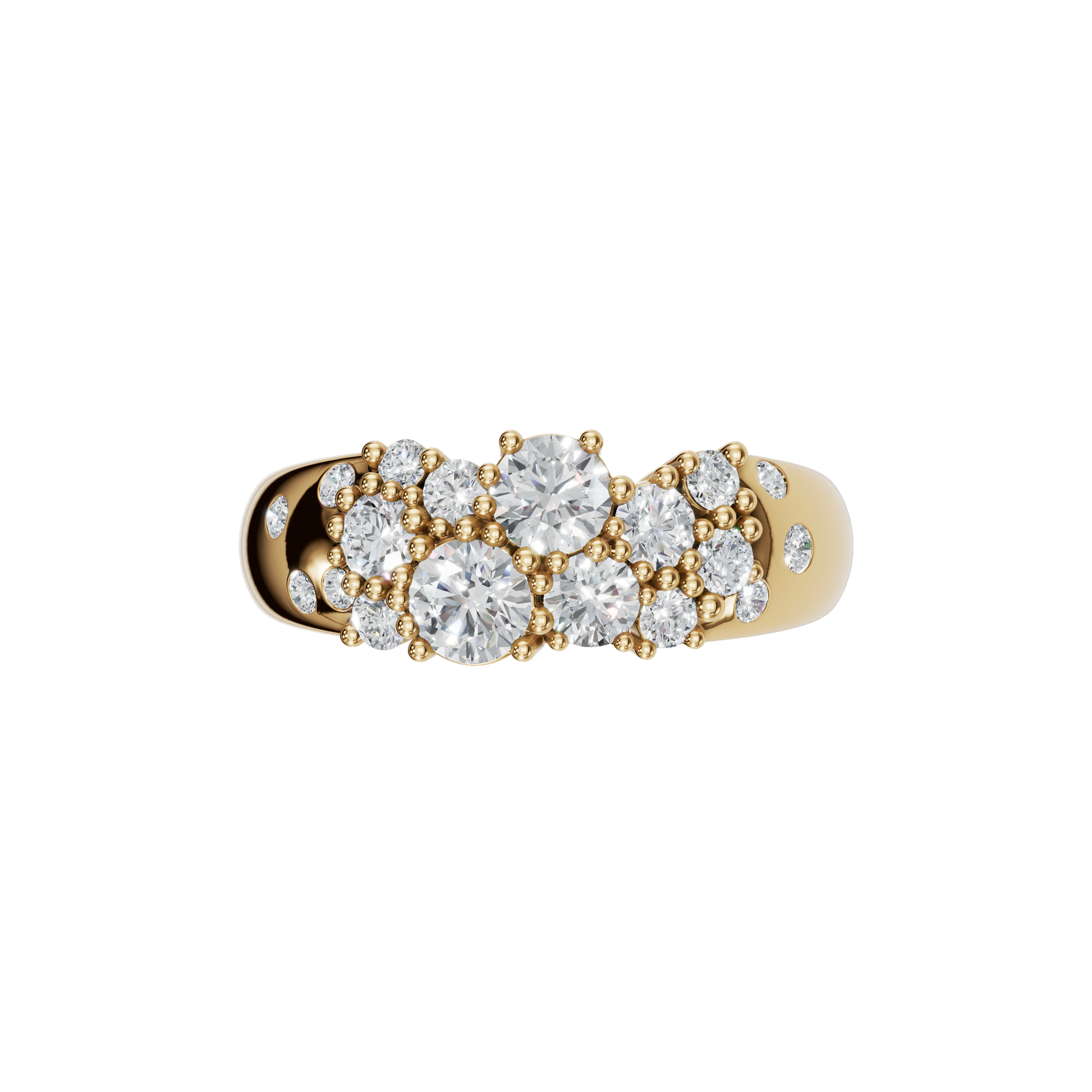 ROUND CLUSTER WEDDING BAND - M&D Signature Jewels
