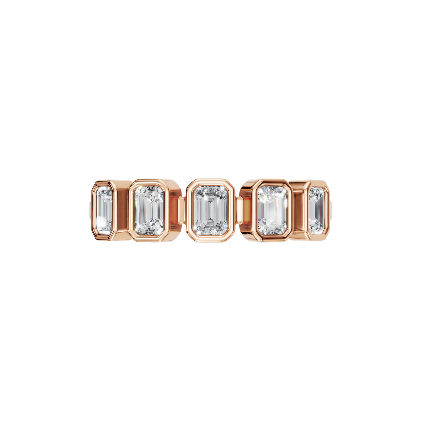 EMERALD BEZEL HALF ETERNITY WEDDING BAND - M&D Signature Jewels