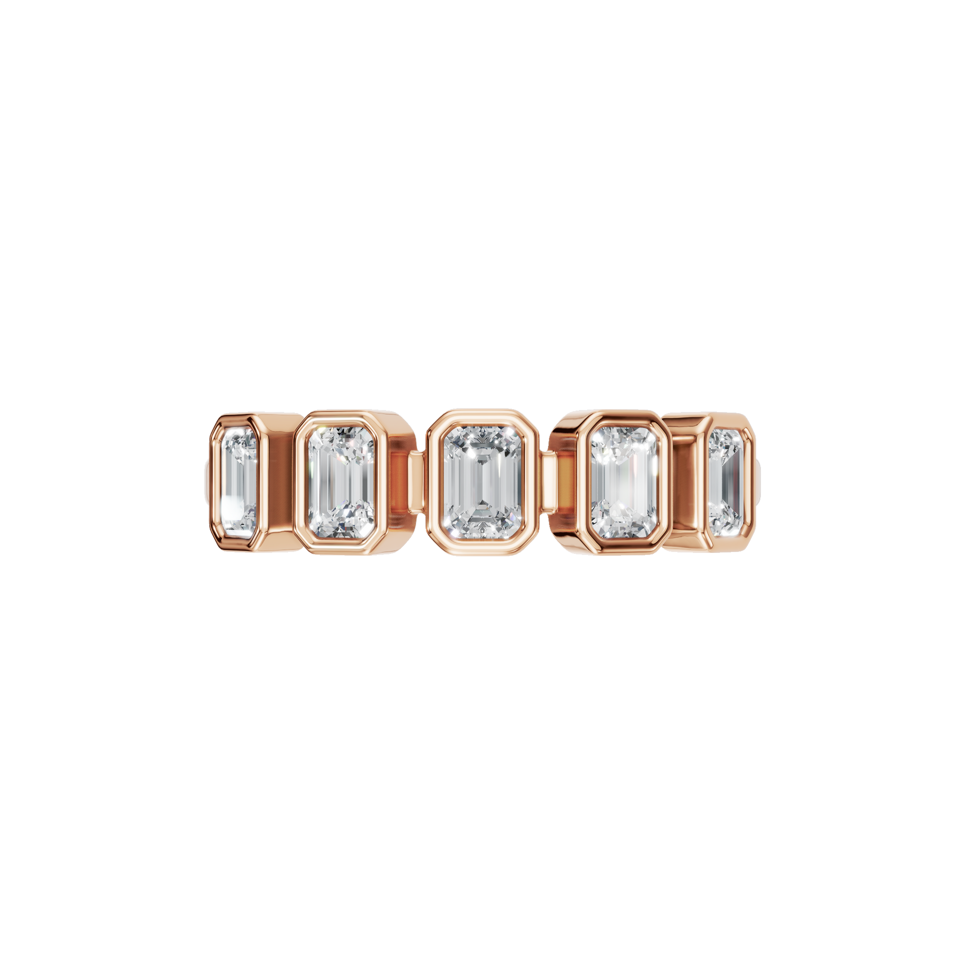 EMERALD BEZEL HALF ETERNITY WEDDING BAND - M&D Signature Jewels
