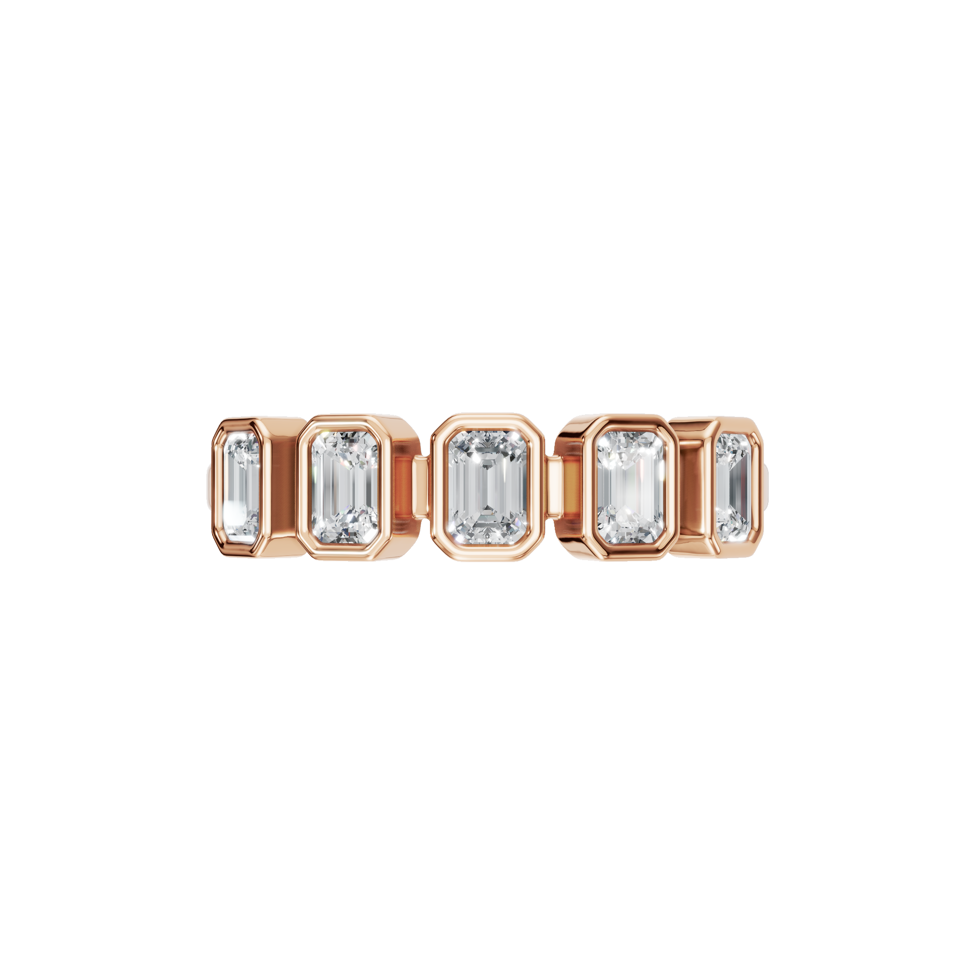 EMERALD BEZEL HALF ETERNITY WEDDING BAND