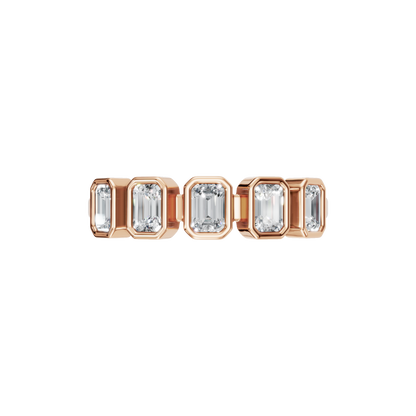 EMERALD BEZEL HALF ETERNITY WEDDING BAND - M&D Signature Jewels