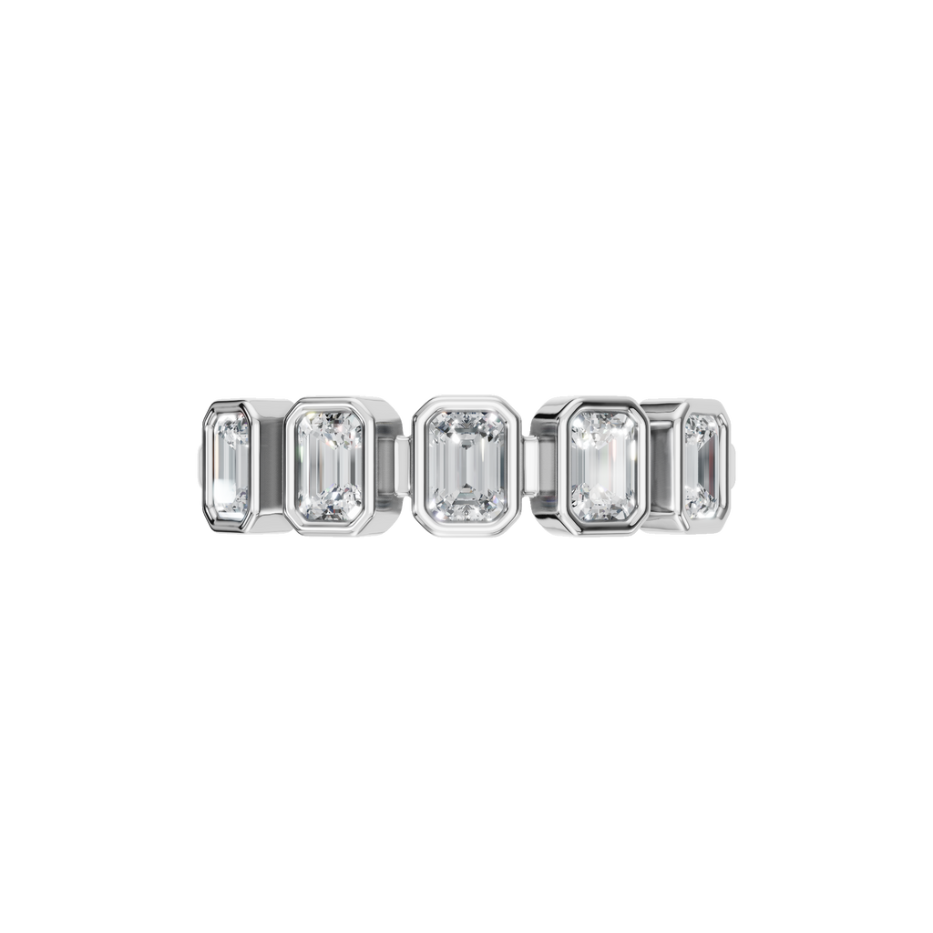 EMERALD BEZEL HALF ETERNITY WEDDING BAND