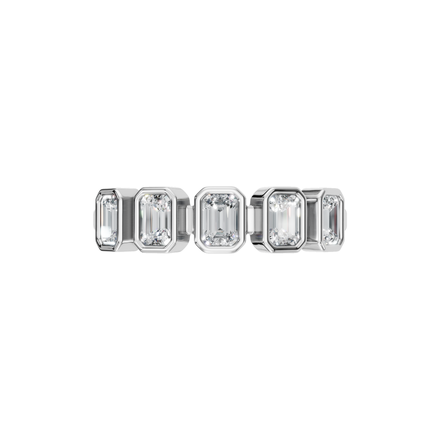 EMERALD BEZEL HALF ETERNITY WEDDING BAND - M&D Signature Jewels