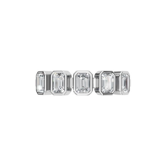 EMERALD BEZEL HALF ETERNITY WEDDING BAND