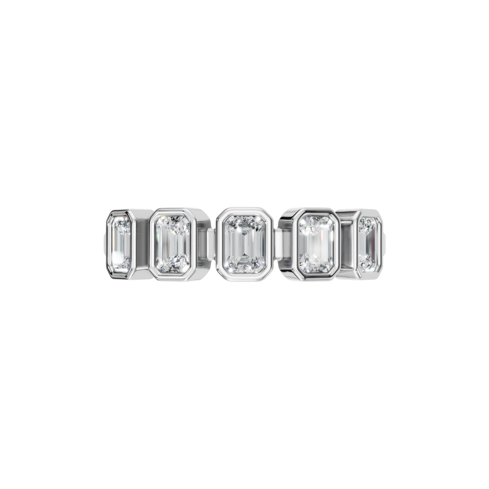 EMERALD BEZEL HALF ETERNITY WEDDING BAND - M&D Signature Jewels
