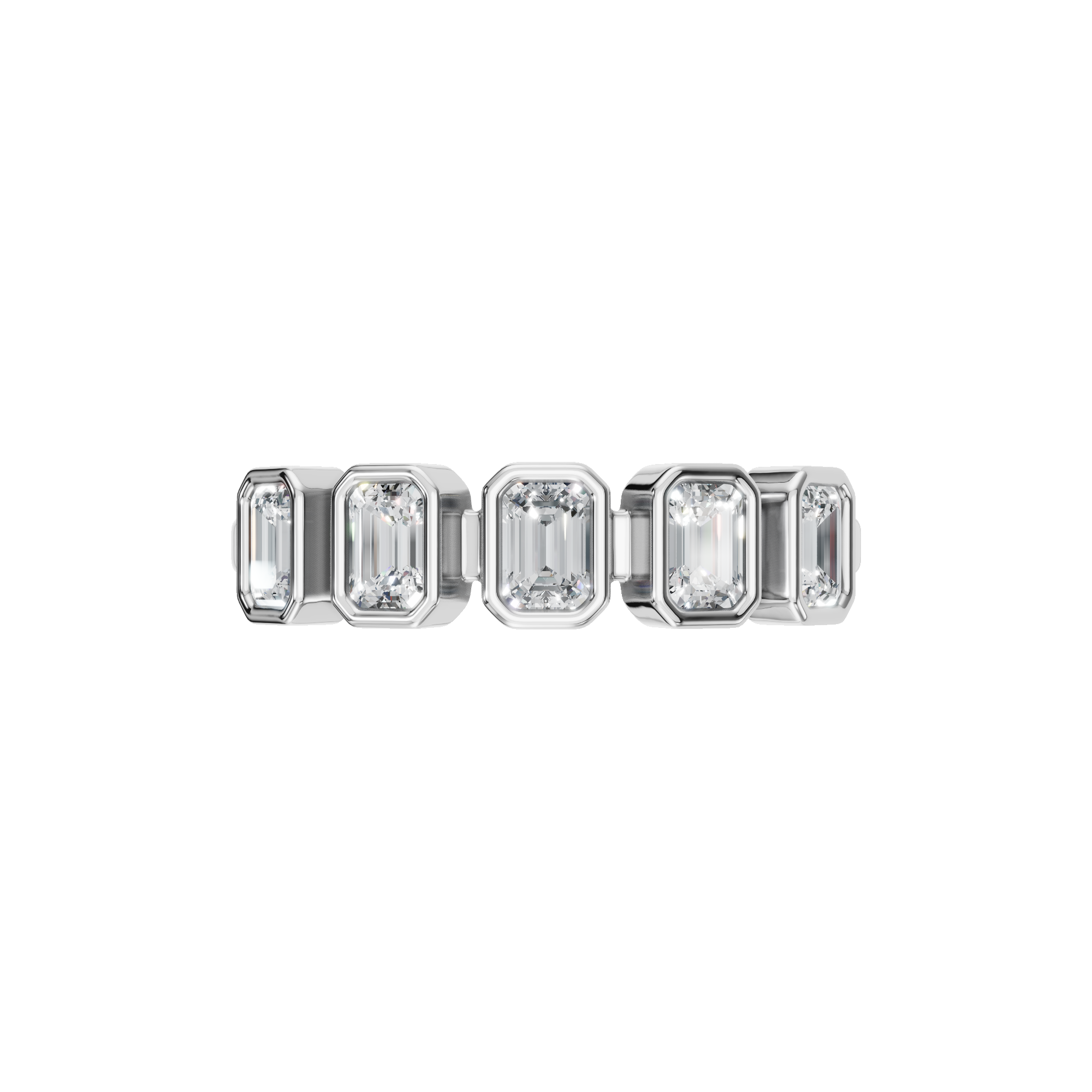 EMERALD BEZEL HALF ETERNITY WEDDING BAND