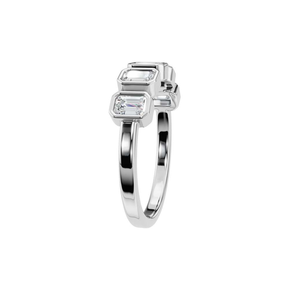 EMERALD BEZEL HALF ETERNITY WEDDING BAND