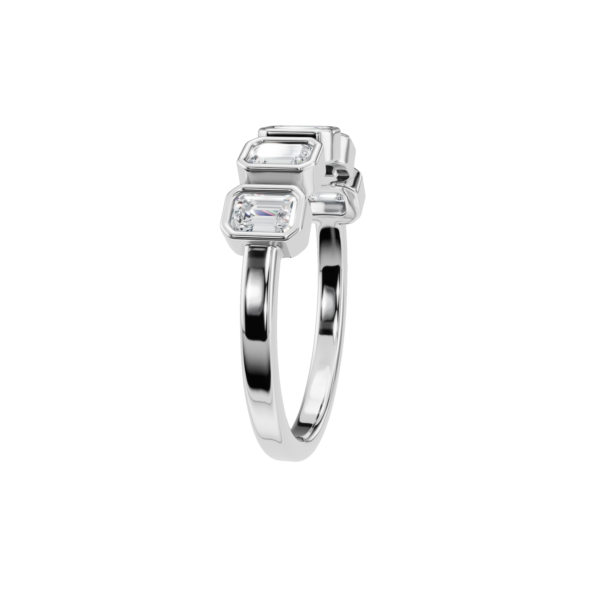 EMERALD BEZEL HALF ETERNITY WEDDING BAND