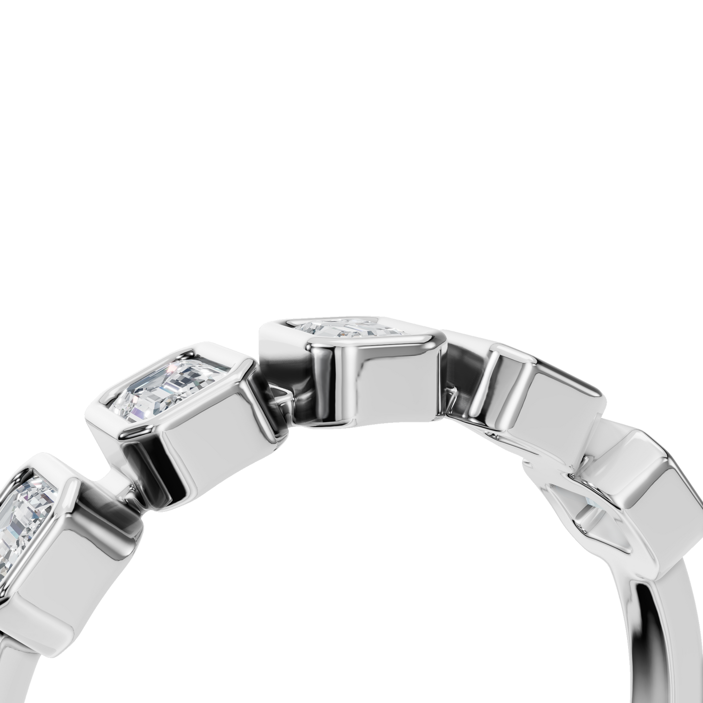 EMERALD BEZEL HALF ETERNITY WEDDING BAND - M&D Signature Jewels