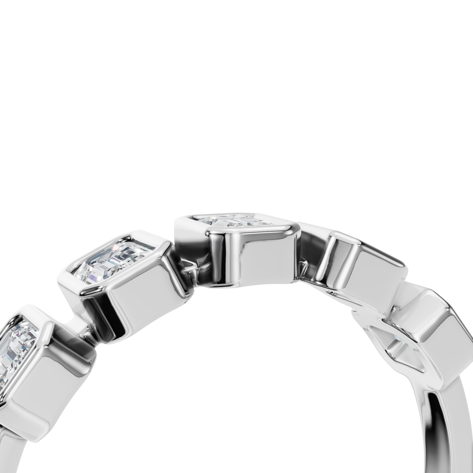 EMERALD BEZEL HALF ETERNITY WEDDING BAND