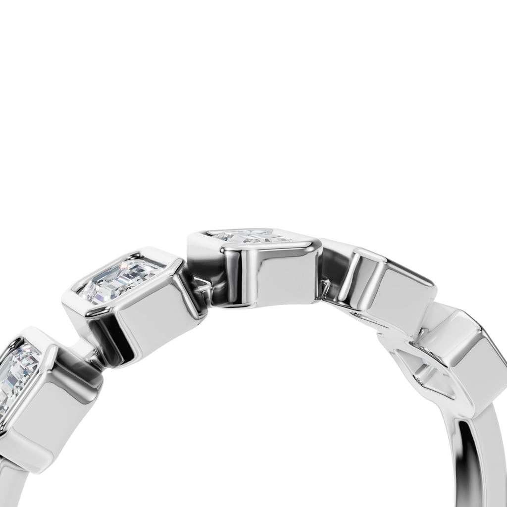 EMERALD BEZEL HALF ETERNITY WEDDING BAND