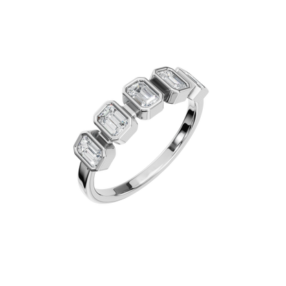 EMERALD BEZEL HALF ETERNITY WEDDING BAND - M&D Signature Jewels