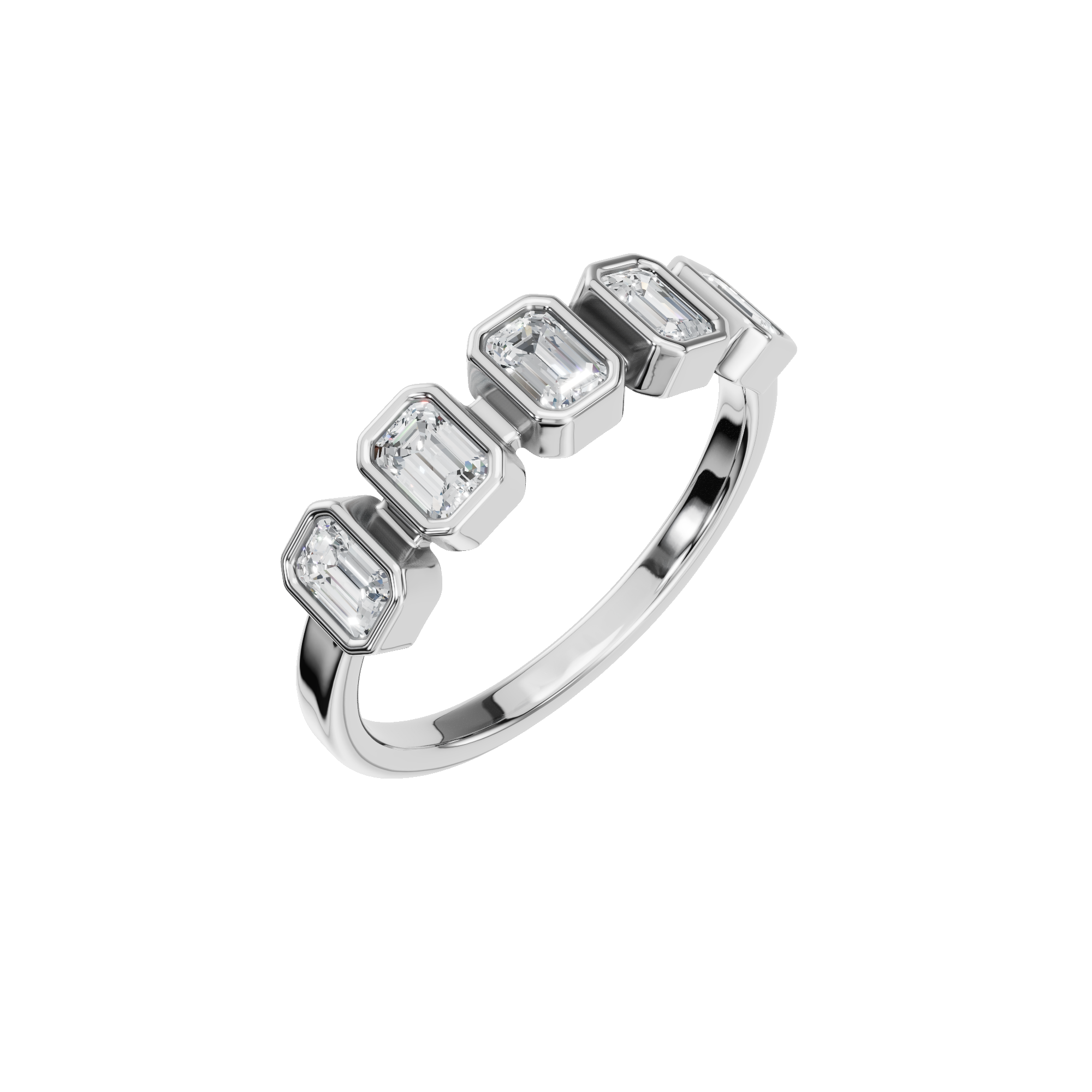 EMERALD BEZEL HALF ETERNITY WEDDING BAND