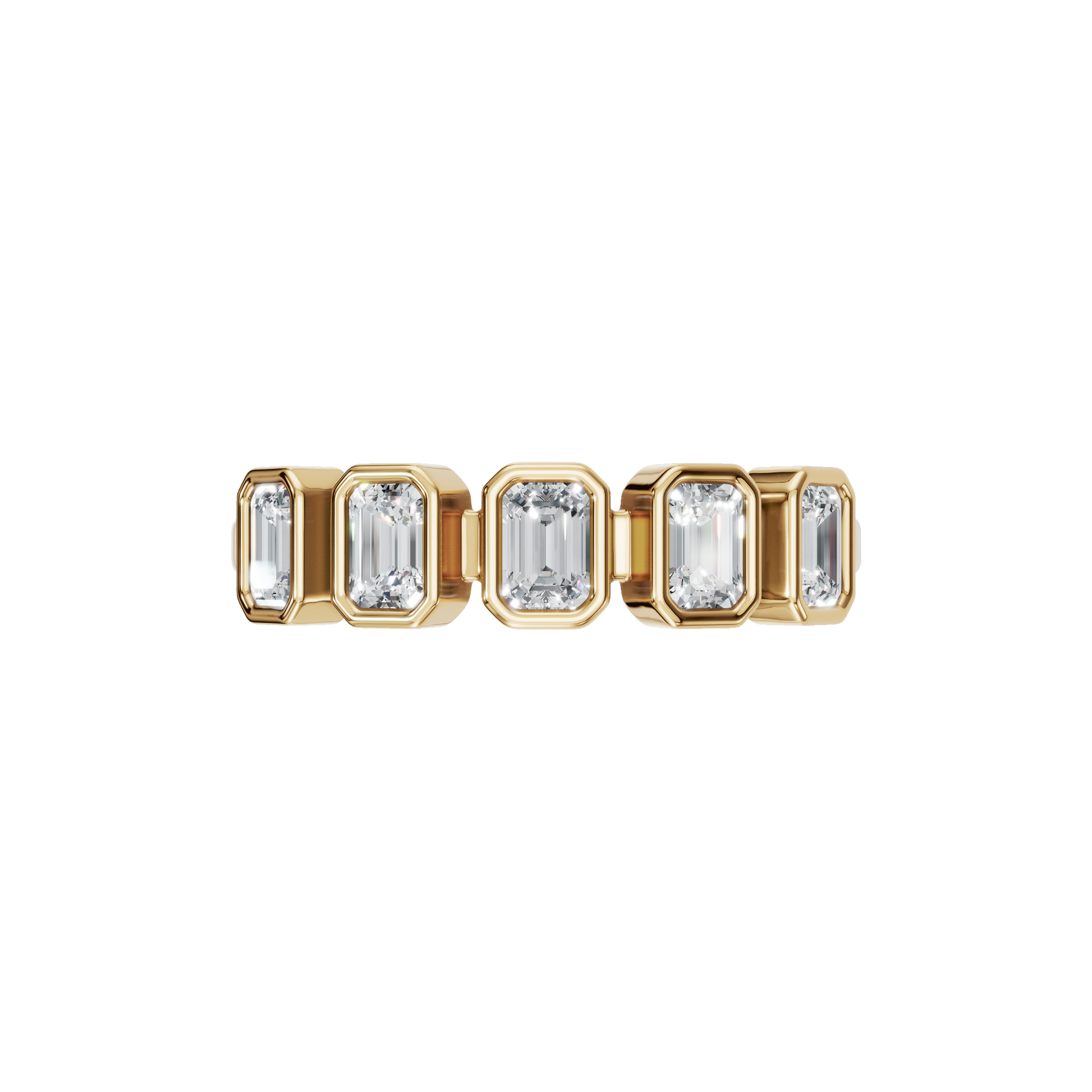 EMERALD BEZEL HALF ETERNITY WEDDING BAND - M&D Signature Jewels