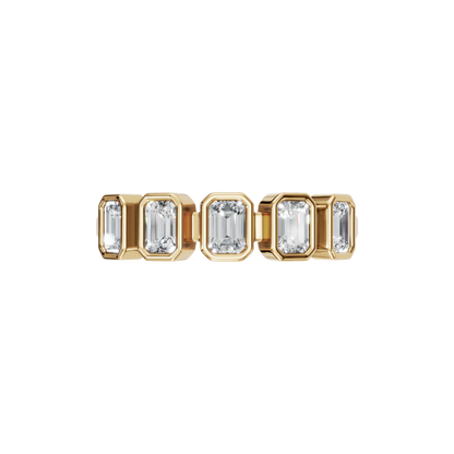 EMERALD BEZEL HALF ETERNITY WEDDING BAND - M&D Signature Jewels
