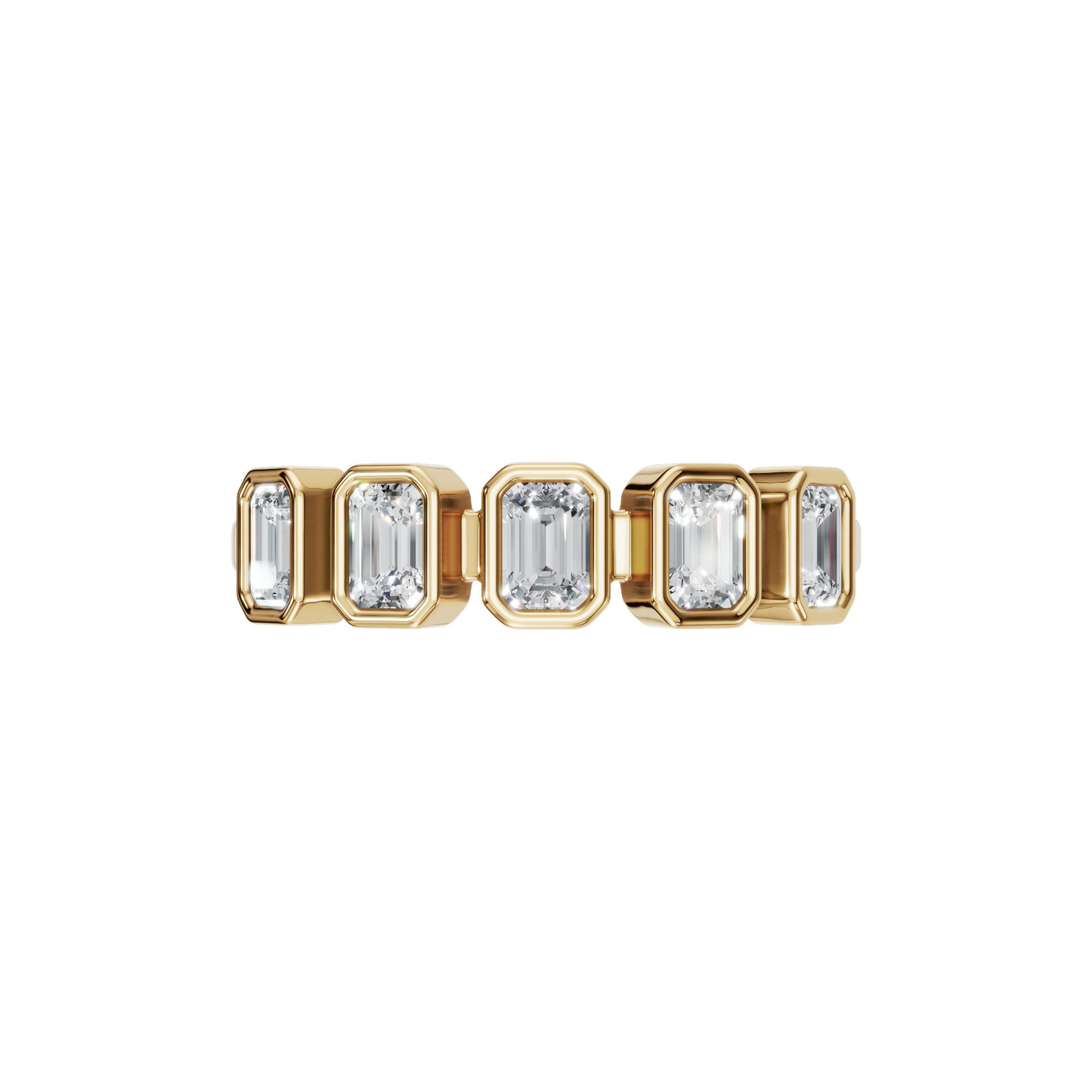 EMERALD BEZEL HALF ETERNITY WEDDING BAND - M&D Signature Jewels