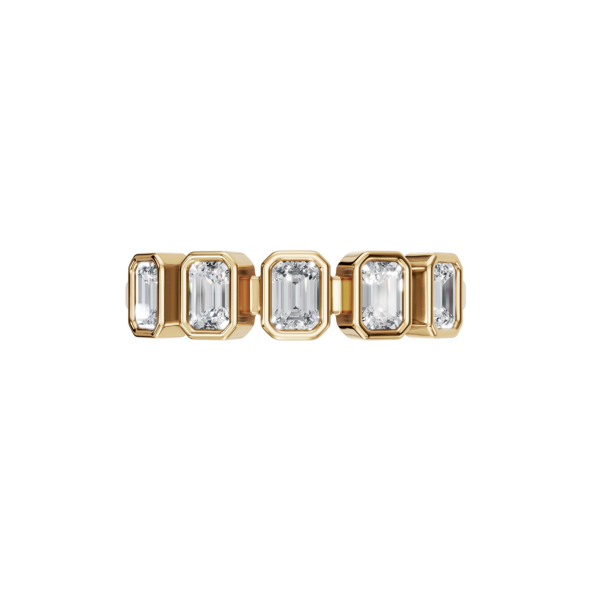 EMERALD BEZEL HALF ETERNITY WEDDING BAND