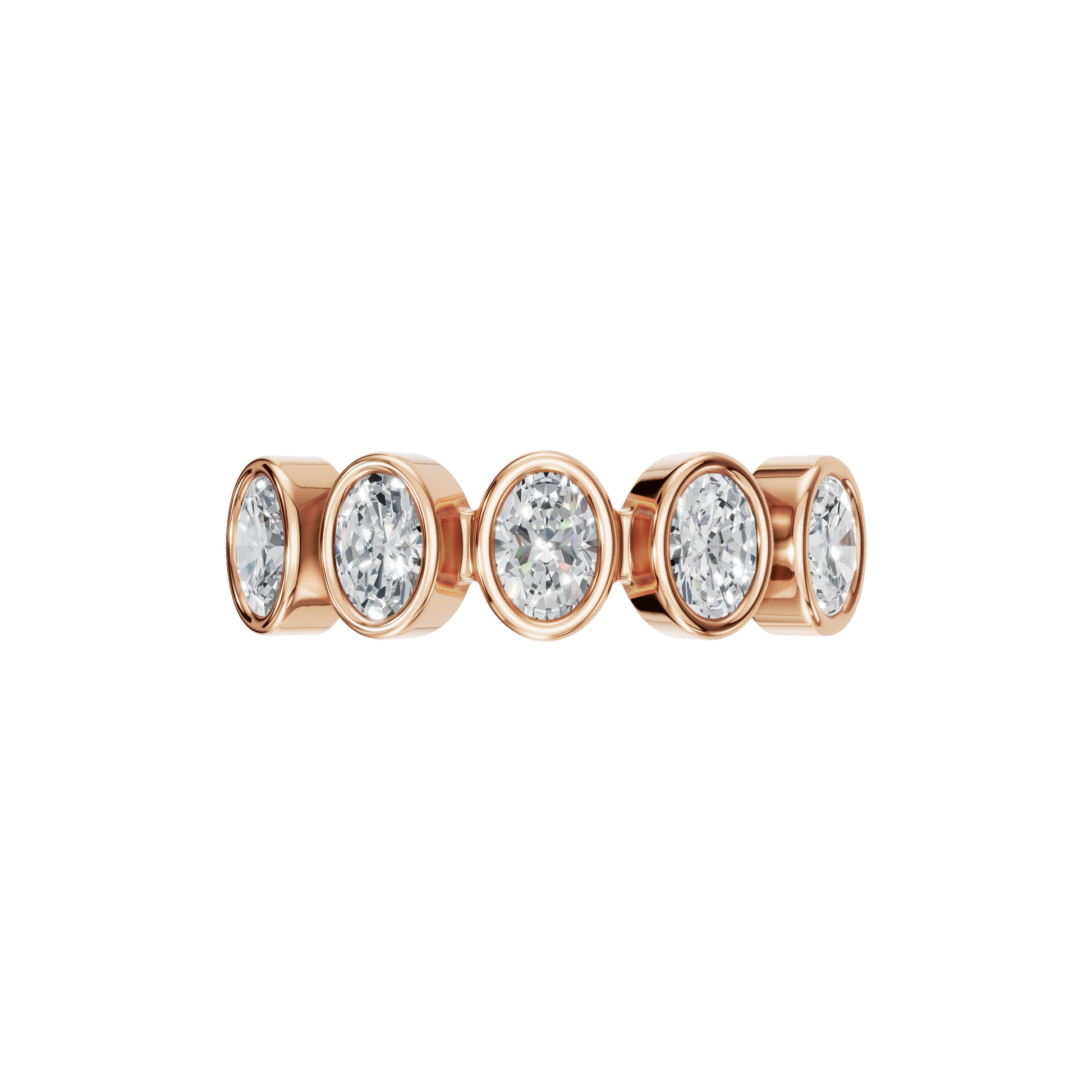 OVAL HALF ETERNITY BEZEL WEDDING RING - M&D Signature Jewels