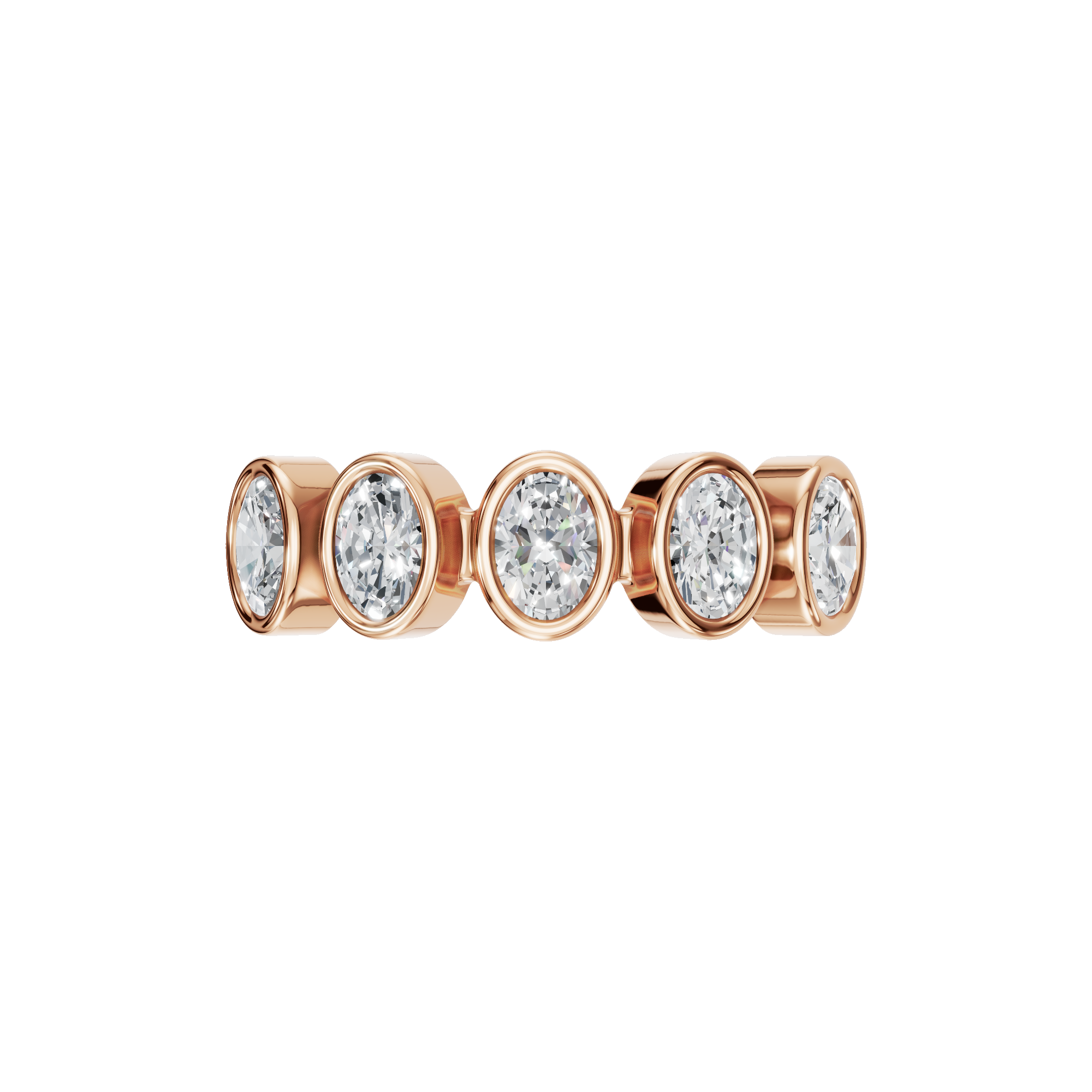 OVAL HALF ETERNITY BEZEL WEDDING RING
