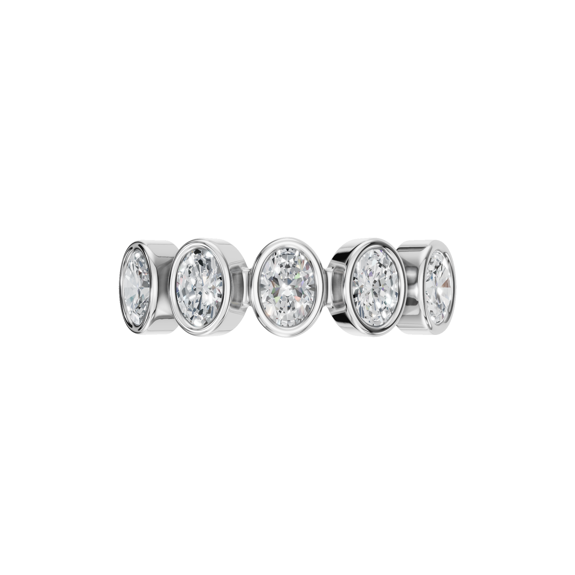 OVAL HALF ETERNITY BEZEL WEDDING RING