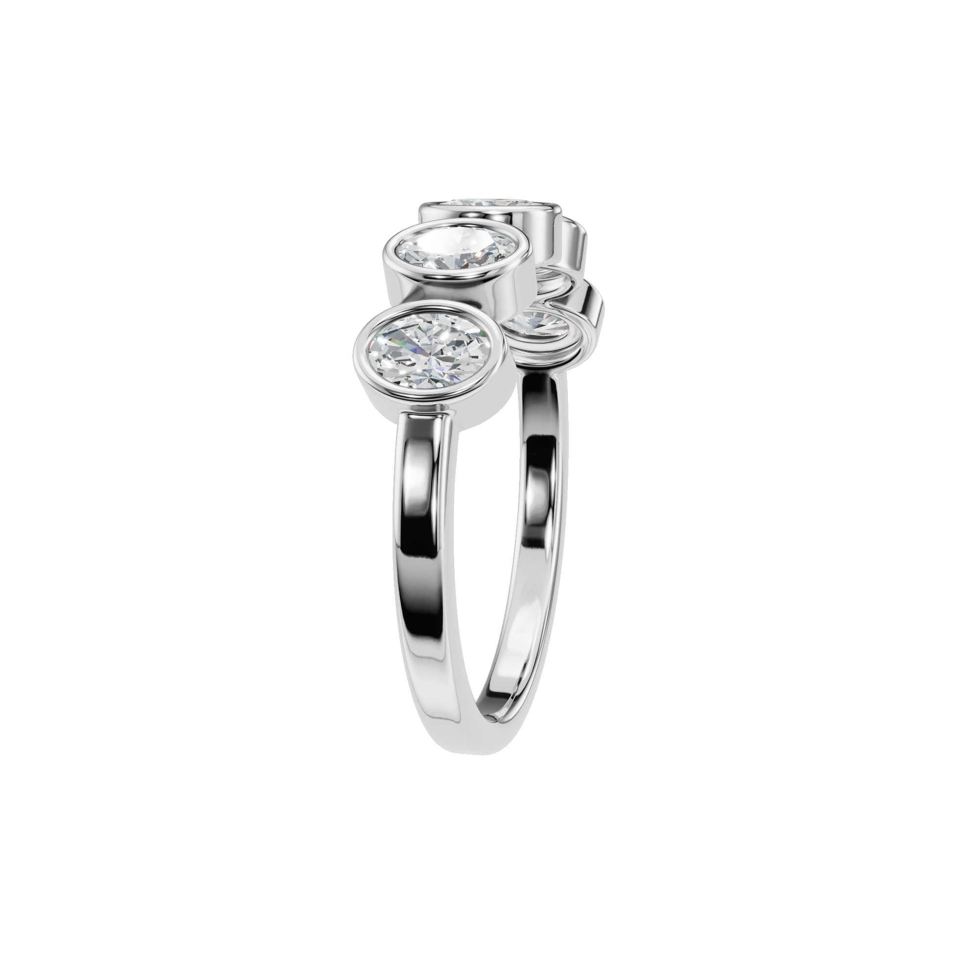 OVAL HALF ETERNITY BEZEL WEDDING RING