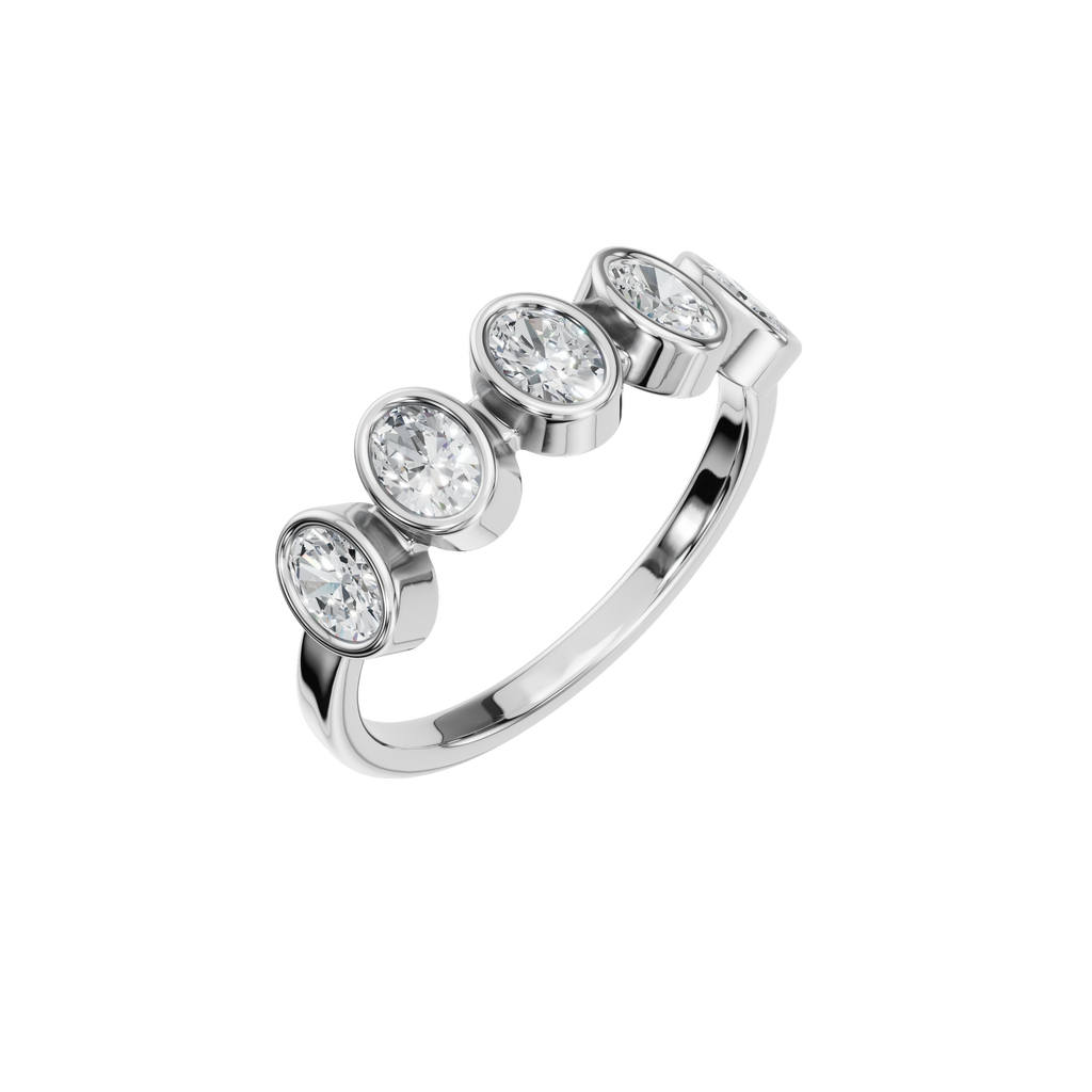 OVAL HALF ETERNITY BEZEL WEDDING RING