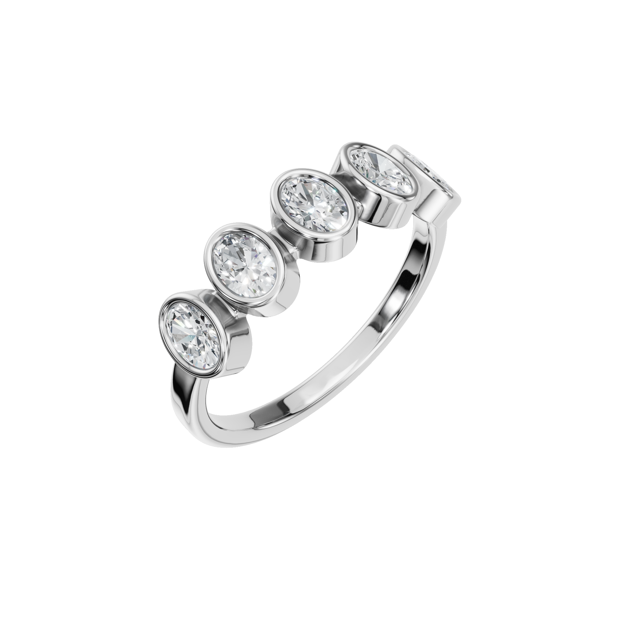OVAL HALF ETERNITY BEZEL WEDDING RING