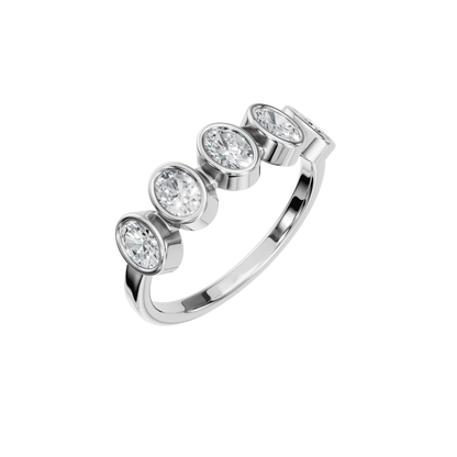 OVAL HALF ETERNITY BEZEL WEDDING RING - M&D Signature Jewels