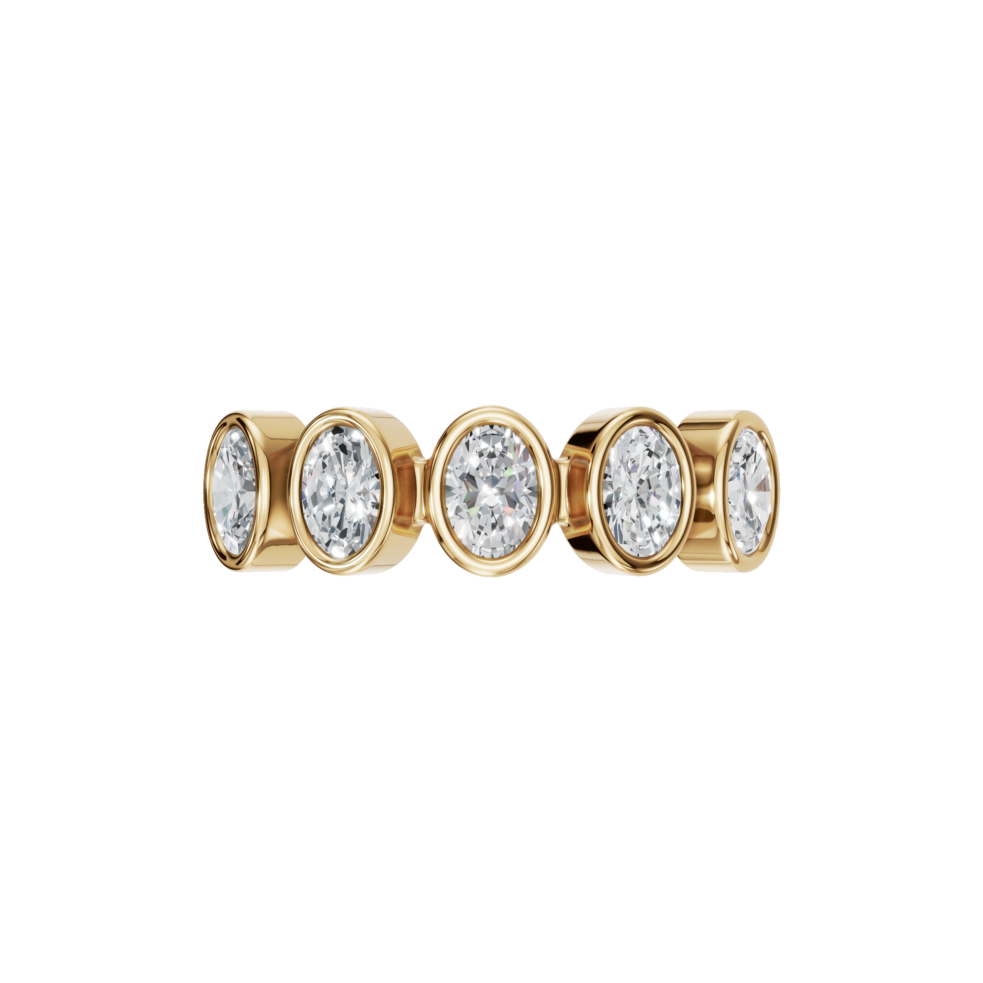 OVAL HALF ETERNITY BEZEL WEDDING RING